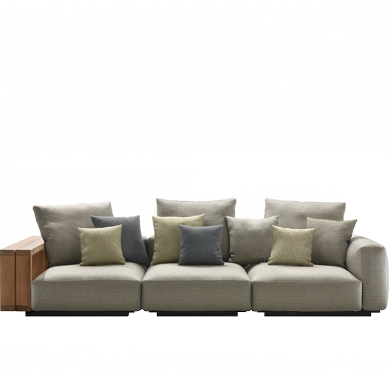 GRANDEMARE Outdoor 3-Sitzer Element mit Holzlarmlehne