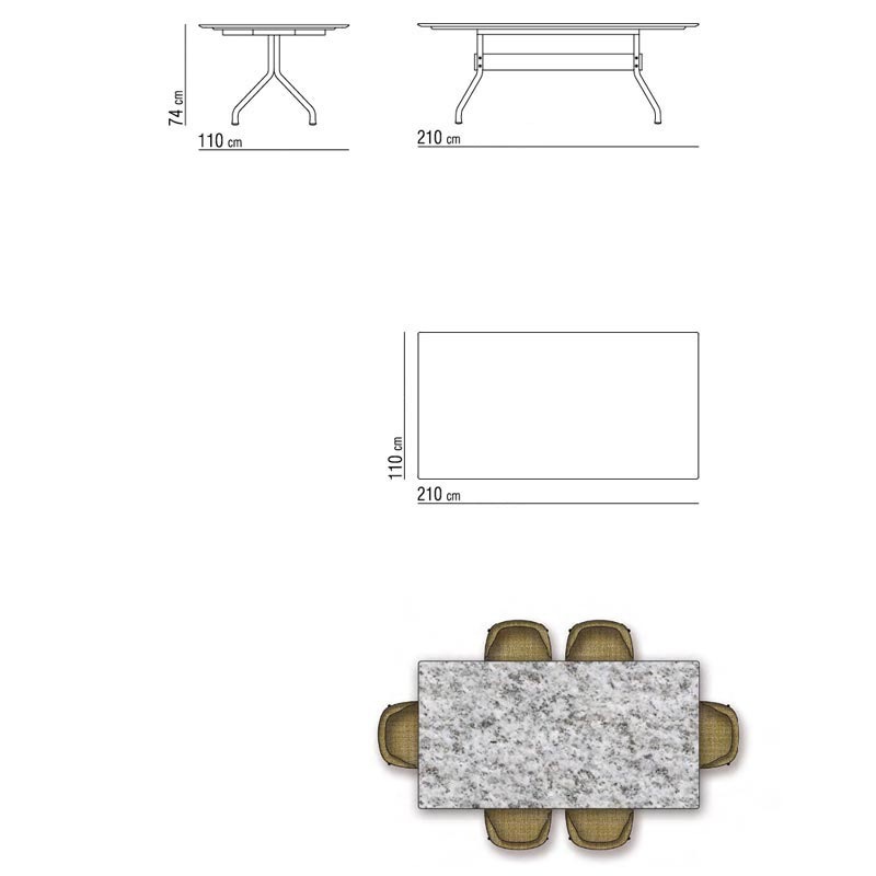 Flexform ACADEMY OUTDOOR Esstisch - rechteckig 210 x 110 cm