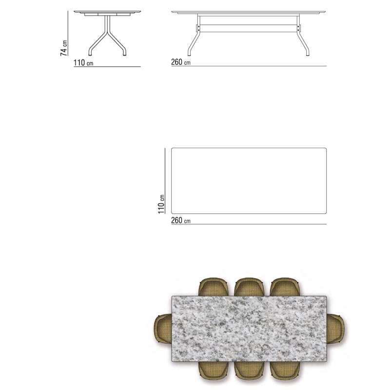 Flexform ACADEMY OUTDOOR Esstisch - rechteckig 260 x 110 cm