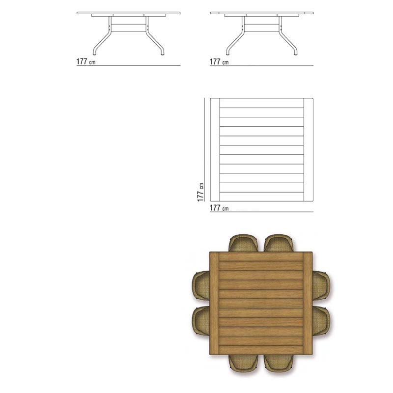 Flexform ACADEMY OUTDOOR Esstisch Iroko - quadratisch - 177 x 177 cm
