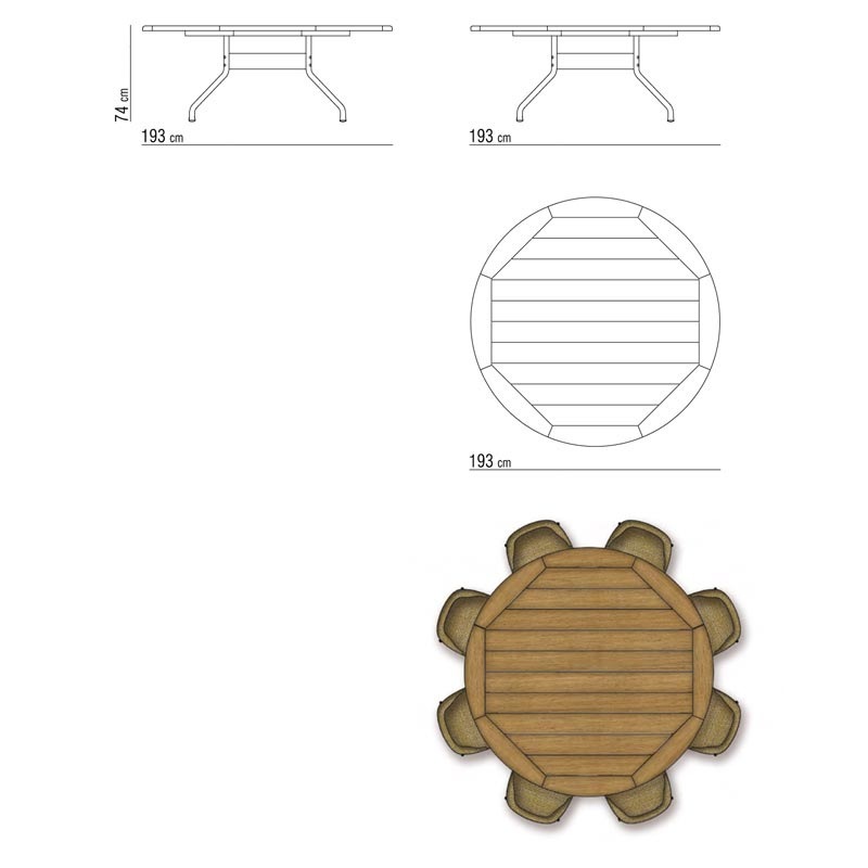 Flexform ACADEMY OUTDOOR Esstisch Iroko - rund - ∅ 193 cm