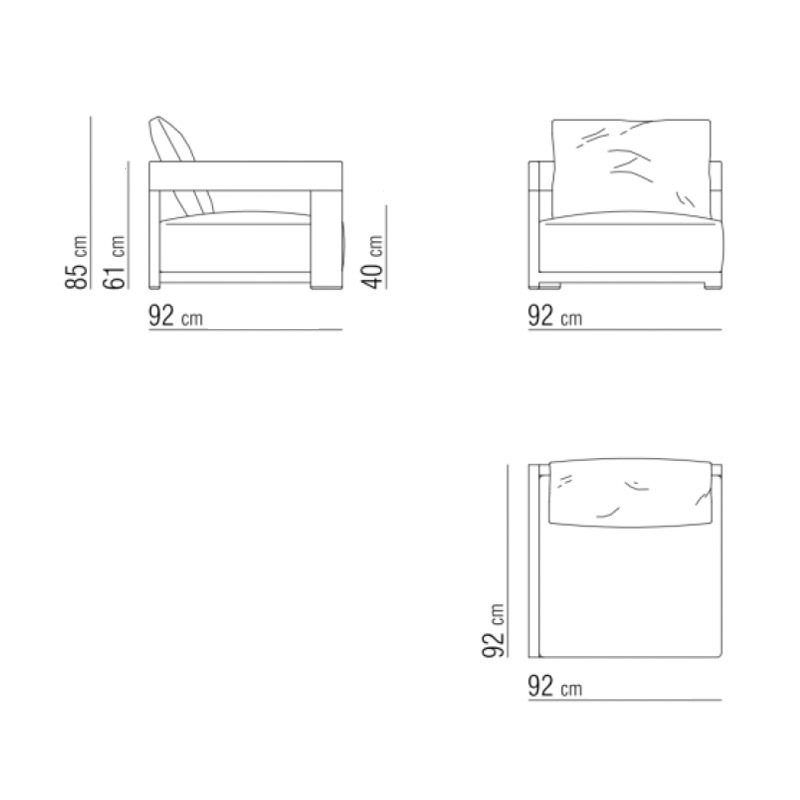 Flexform MILOS OUTDOOR Endelement links 92cm