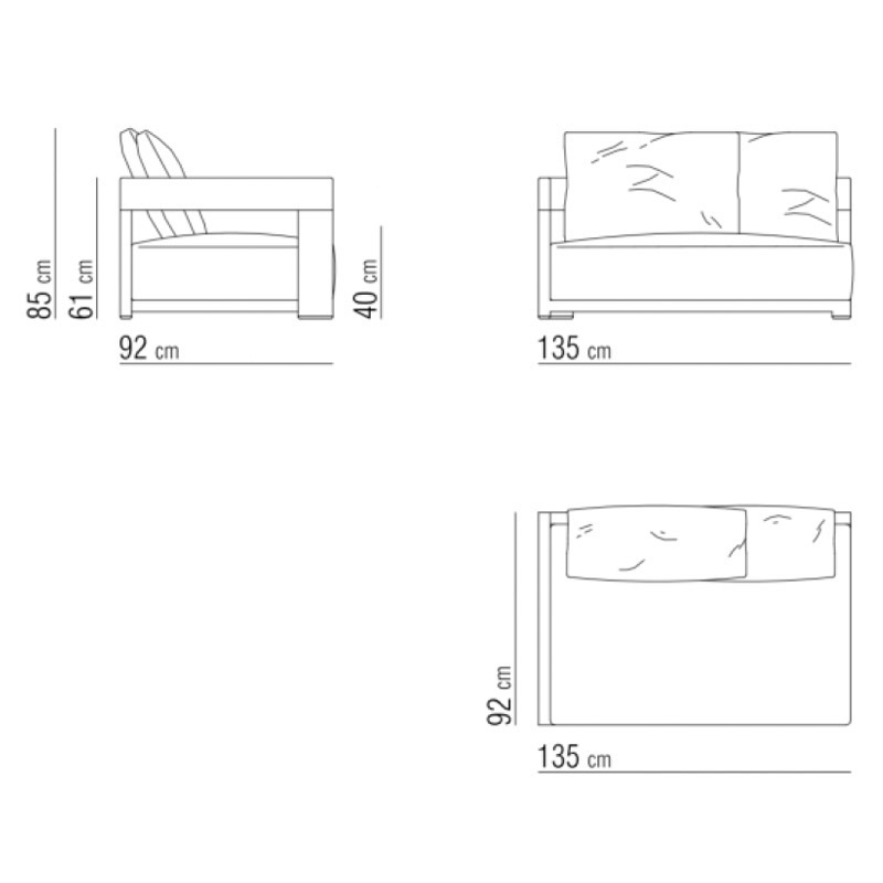 Flexform MILOS OUTDOOR Endelement links 135cm