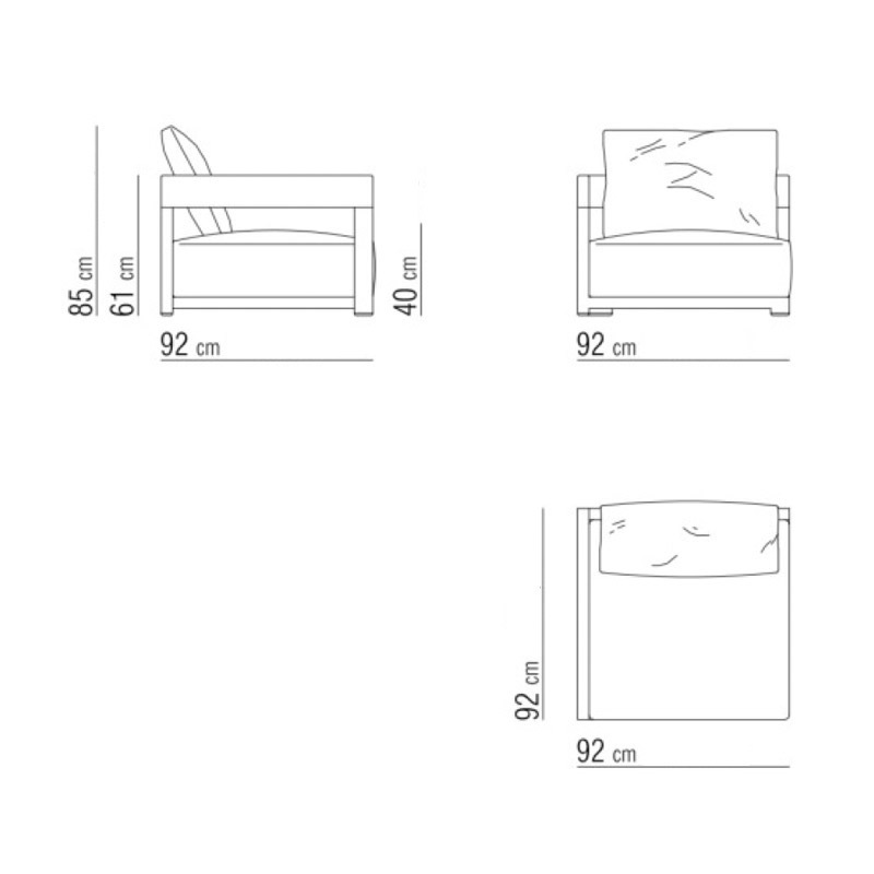 Flexform MILOS OUTDOOR Eckelement links 92cm
