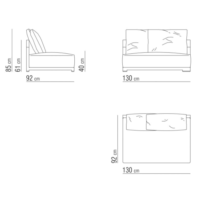 Flexform MILOS OUTDOOR offenes Endelement rechts 130cm
