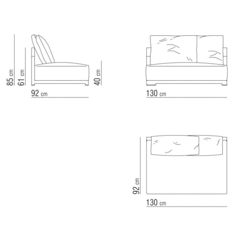 Flexform MILOS OUTDOOR offenes Endelement links 130cm