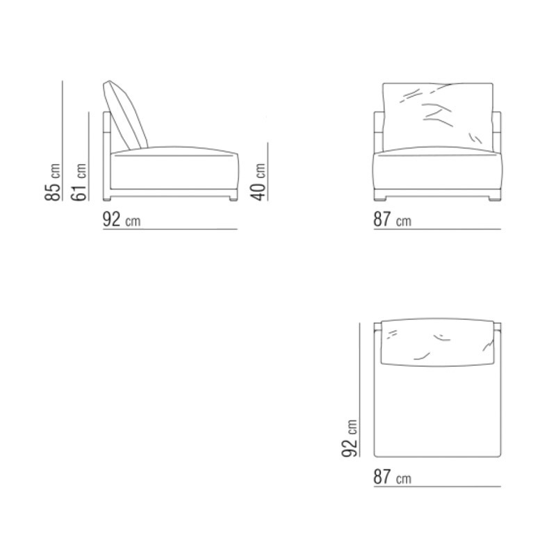 Flexform MILOS OUTDOOR Mittelelement 87 cm