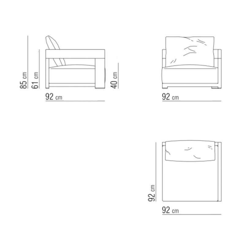 Flexform MILOS OUTDOOR Endelement rechts 92 cm