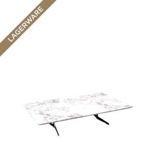 Flexform FLY Couchtisch mit Doppelfuß 170 x 100 cm, Carrara Weiss/Chrome