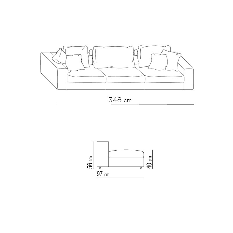 Flexform GROUNDPIECE Sofa-Kombination - Tiefe 97 cm