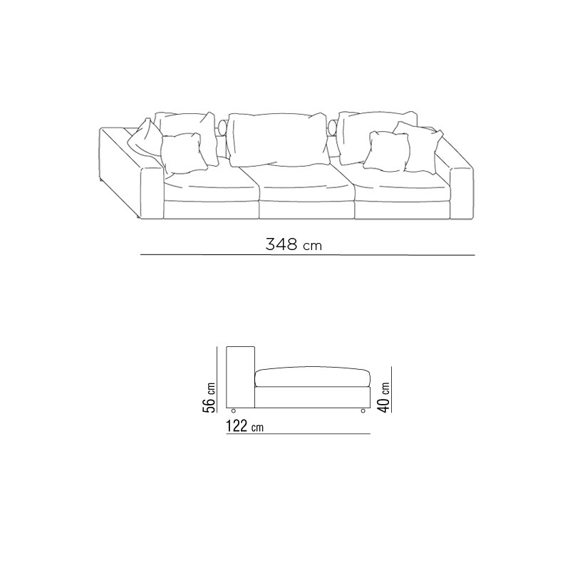 Flexform GROUNDPIECE Sofa-Kombination - Tiefe 122 cm