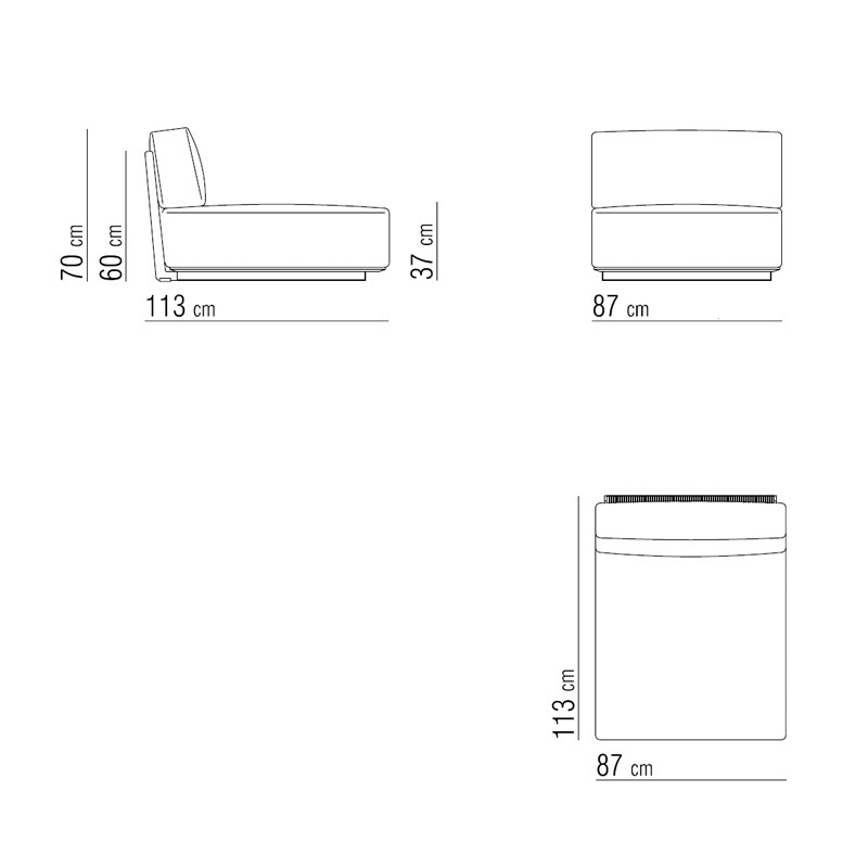 Mittelement Tiefe 113 cm