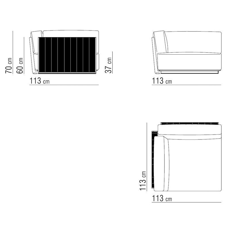 Eckement Tiefe 113 cm